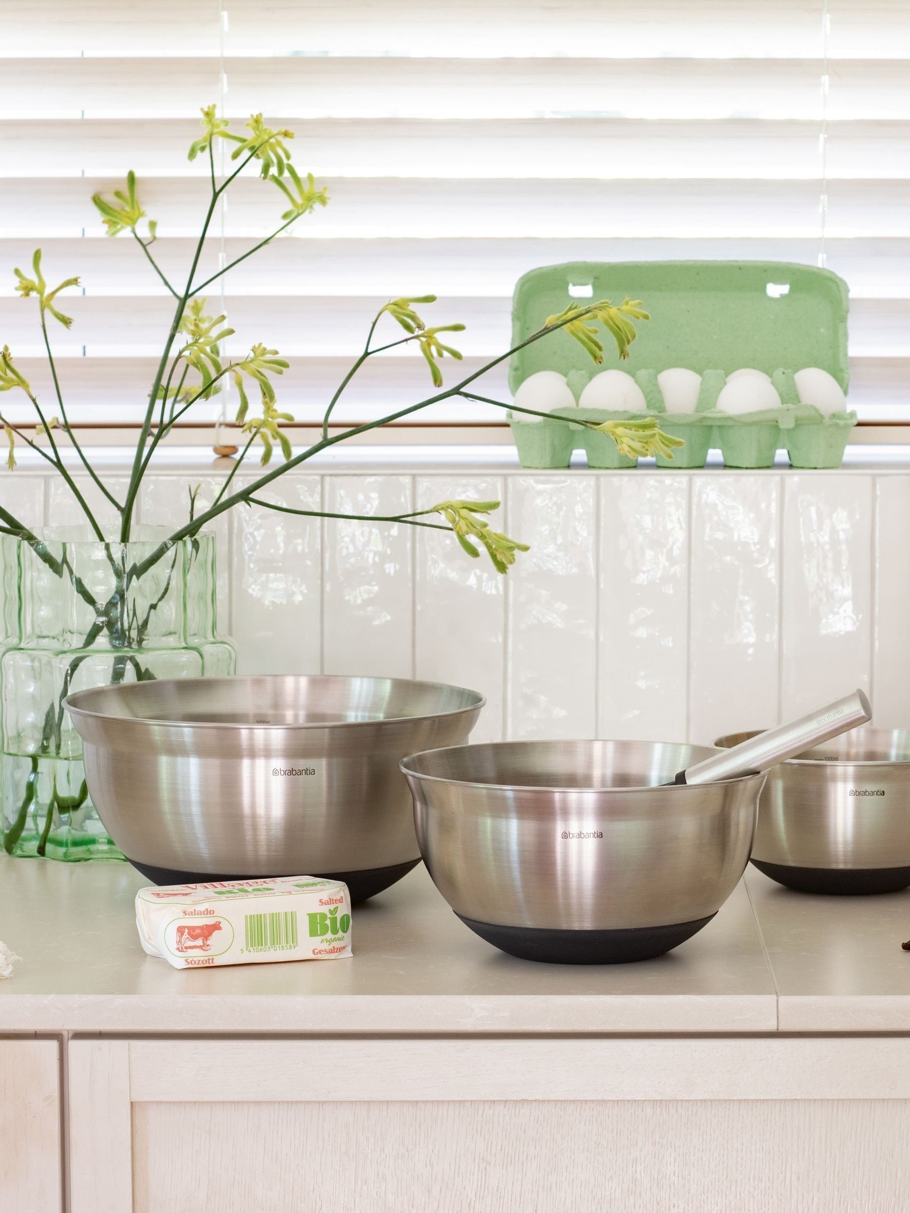 Brabantia Matt Steel Profile mixing bowl set, UK version