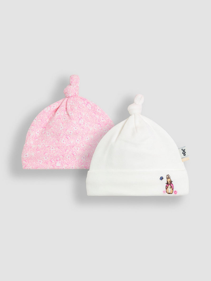 JoJo Maman Bebe pink ditsy floral baby hats 2-pack (British brand)