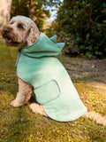 Green dinosaur pet towel robe, 88% polyester, 12% nylon (British brand)