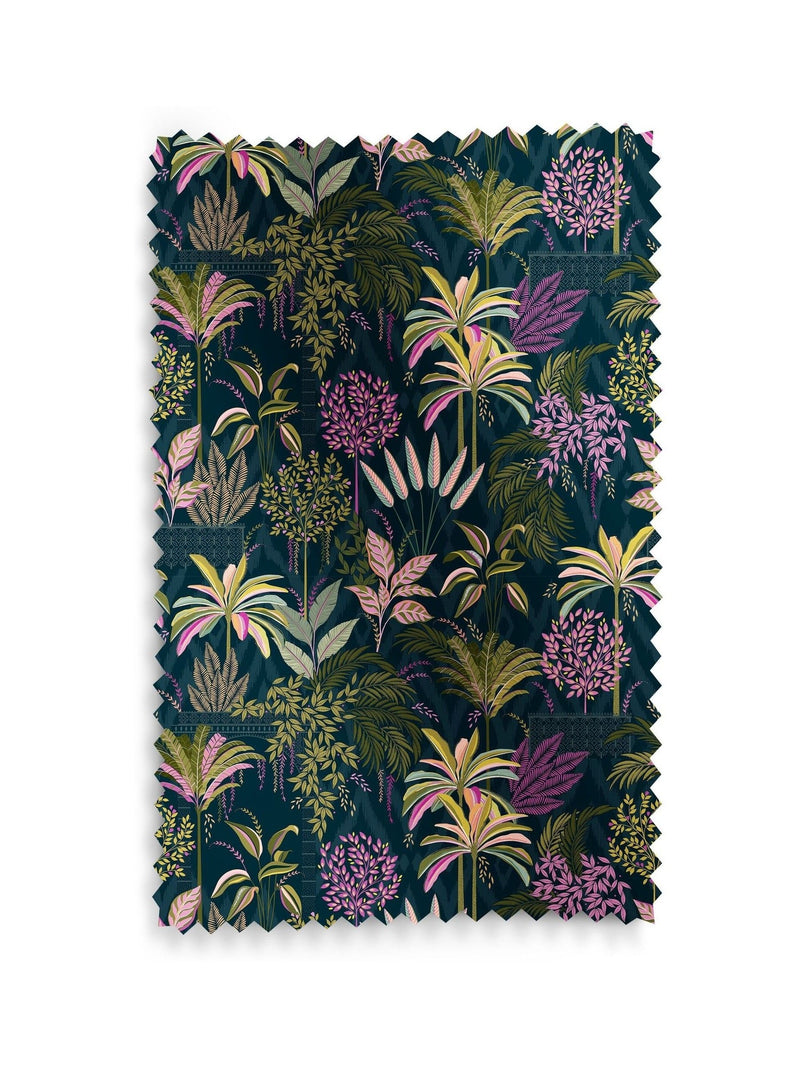 Sara Miller roman blind midnight blue faux silk palm garden, imported from the UK