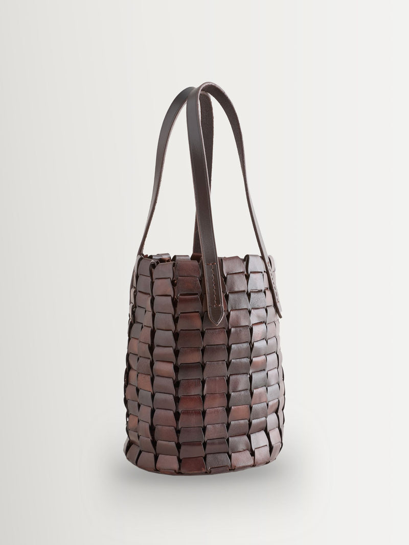 Dragon Diffusion bucket bag brown suede honey link, imported from the UK
