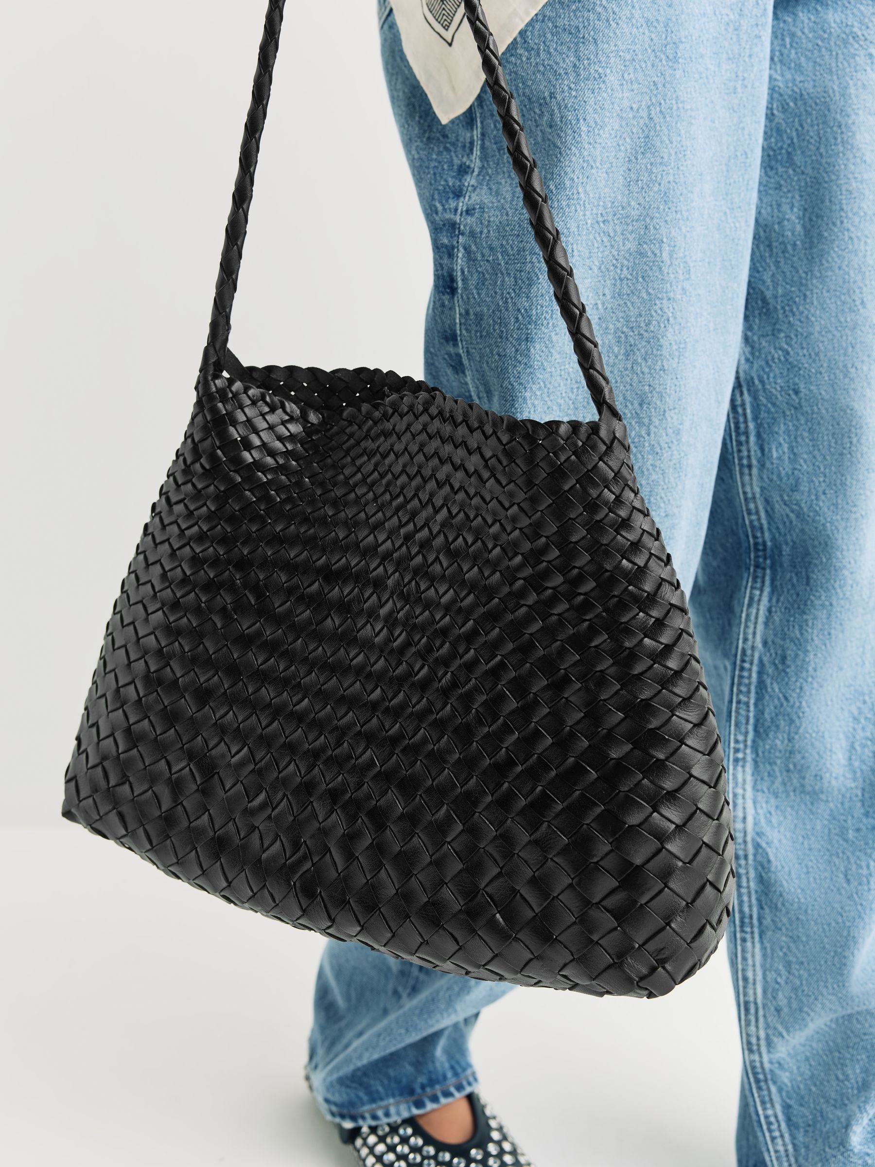 Dragon Diffusion black woven leather Santa Maria bag - British product