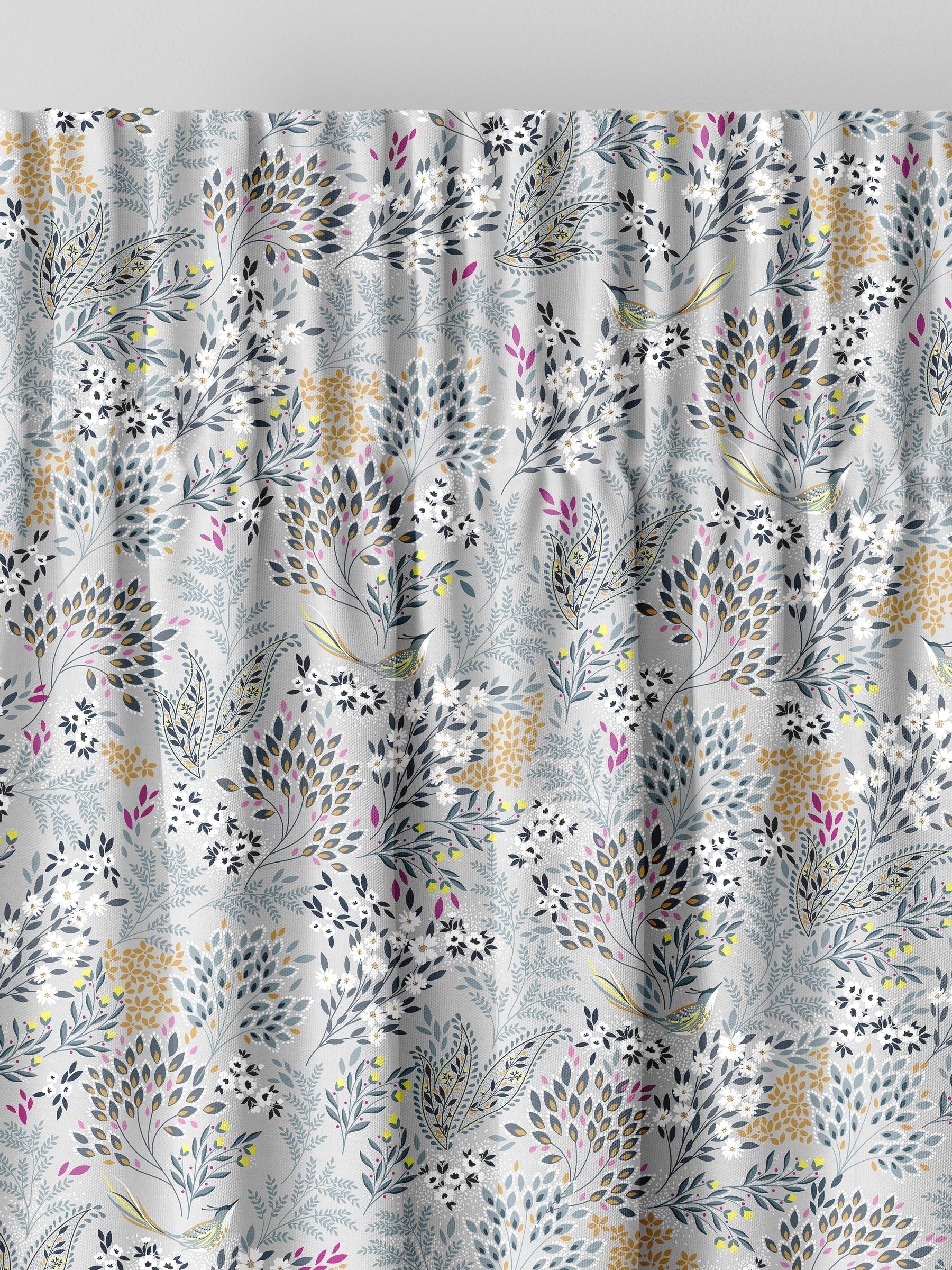 Sara Miller soft grey songbird curtains (British brand)