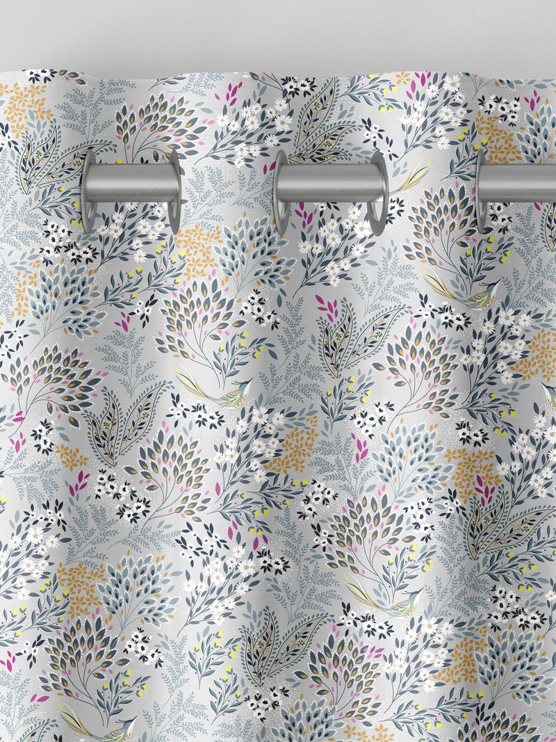 Sara Miller soft grey songbird curtains (British brand)
