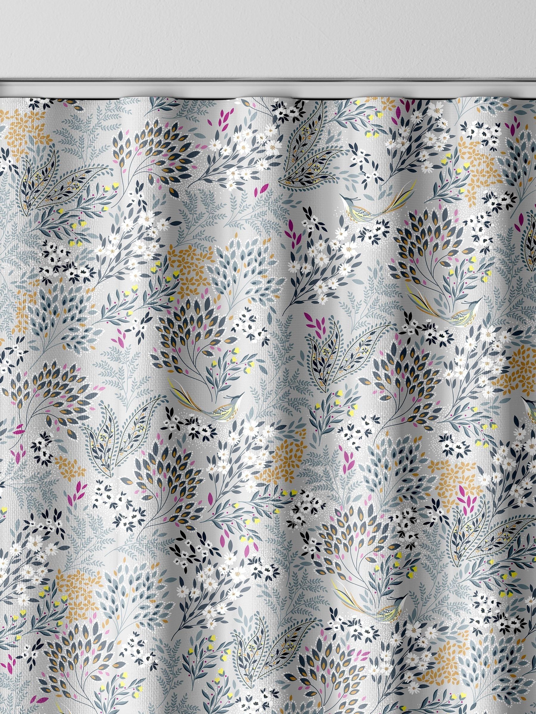 Sara Miller soft grey songbird curtains (British brand)