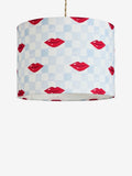 Eleanor Bowmer lampshade blue cream check lips 35cm - British product