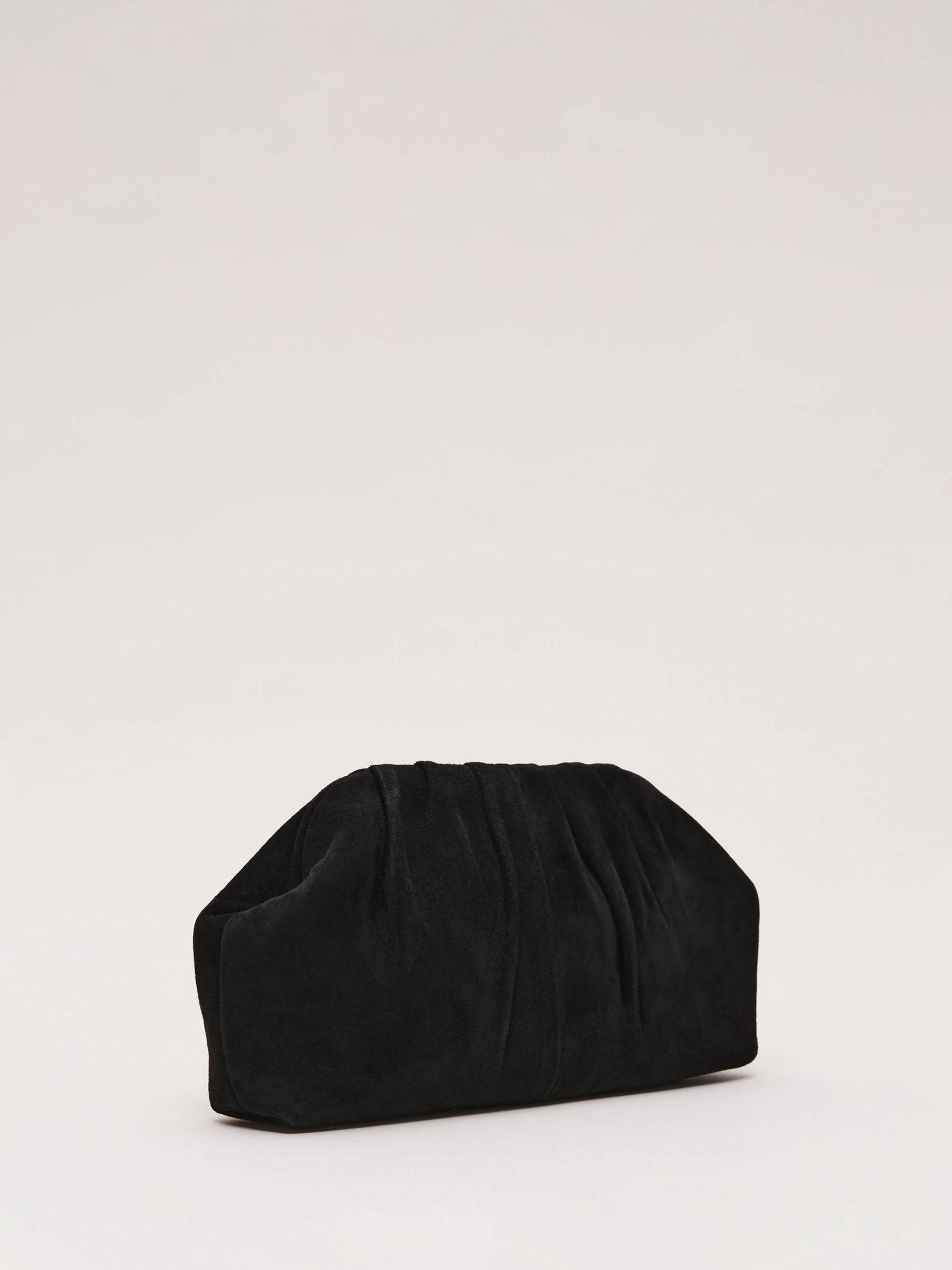 Phase Eight black suede clutch bag with gold detailing 13x25cm - British product