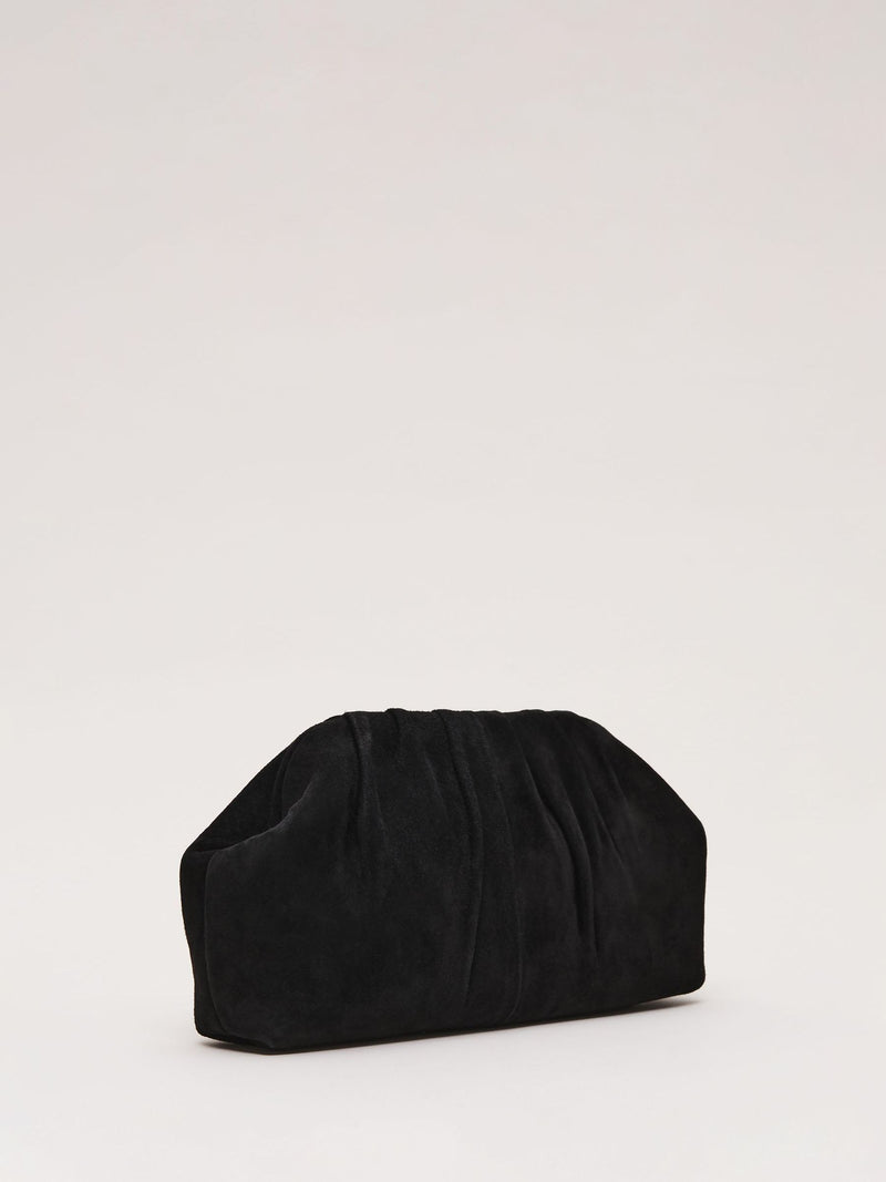 Phase Eight black suede clutch bag with gold detailing 13x25cm - British product