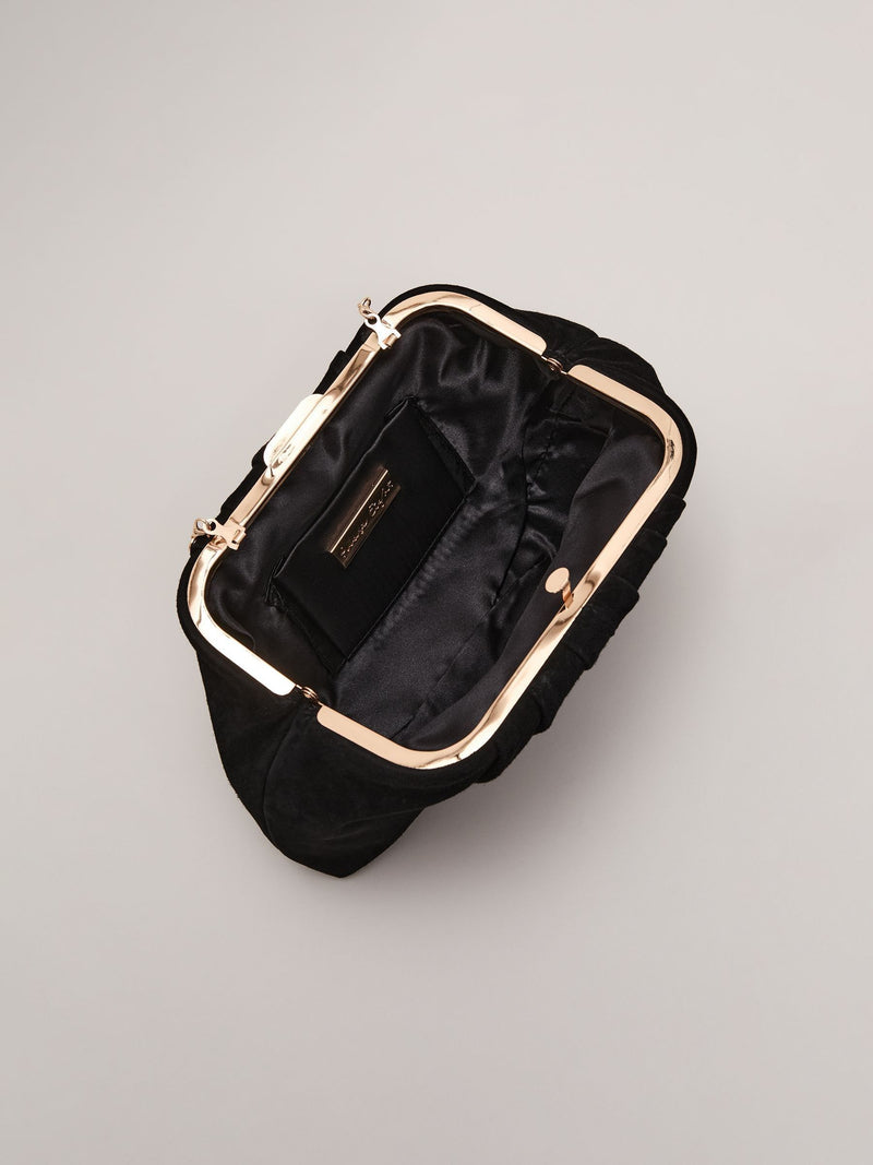 Phase Eight black suede clutch bag with gold detailing 13x25cm - British product