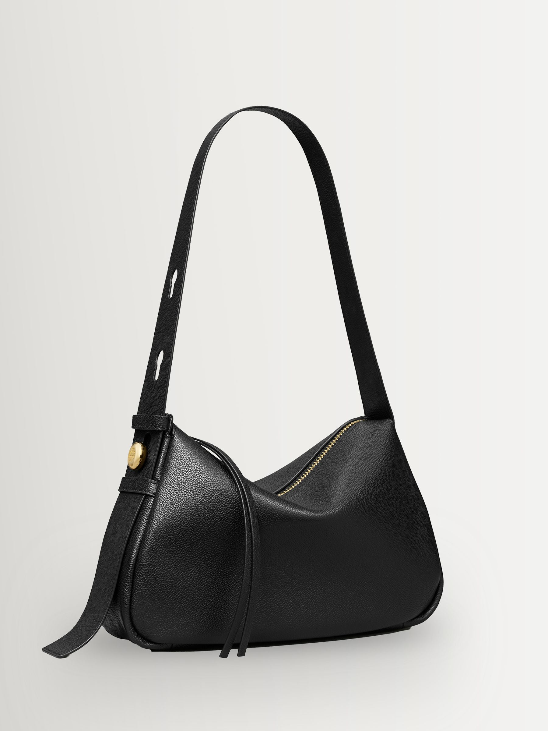 Tory Burch black Romy pebbled leather shoulder bag - British product