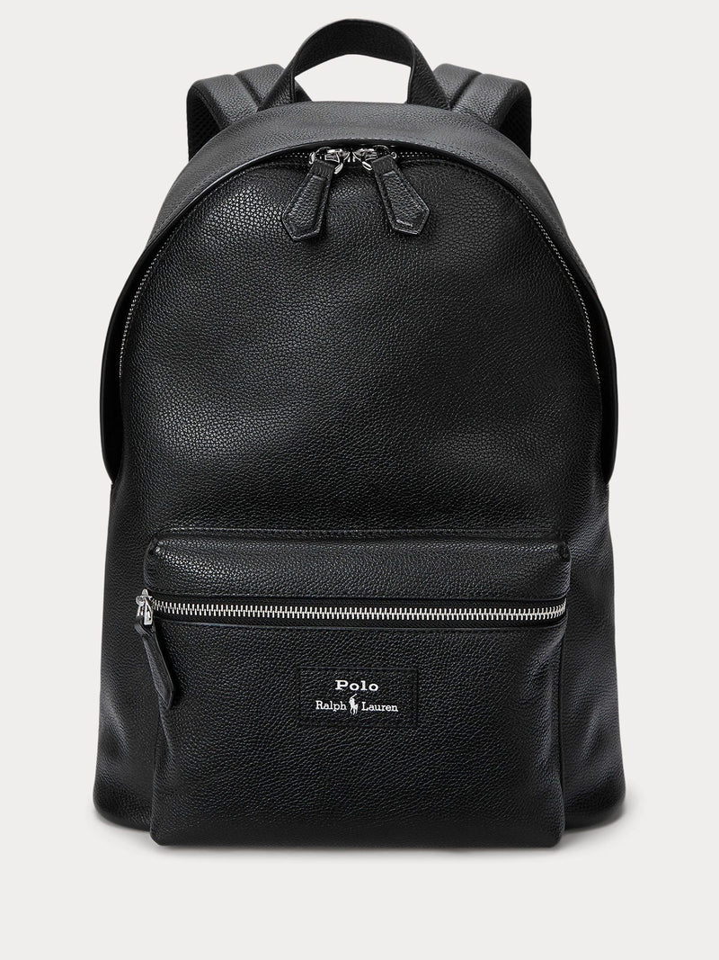 Polo Ralph Lauren black pebbled leather backpack (British brand)