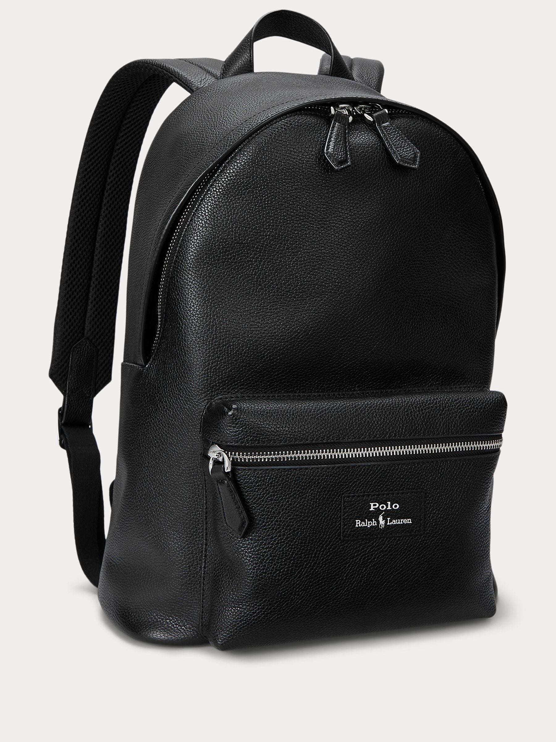 Polo Ralph Lauren black pebbled leather backpack (British brand)