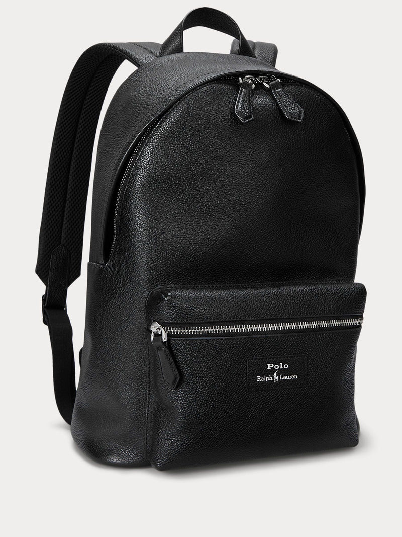 Polo Ralph Lauren black pebbled leather backpack (British brand)
