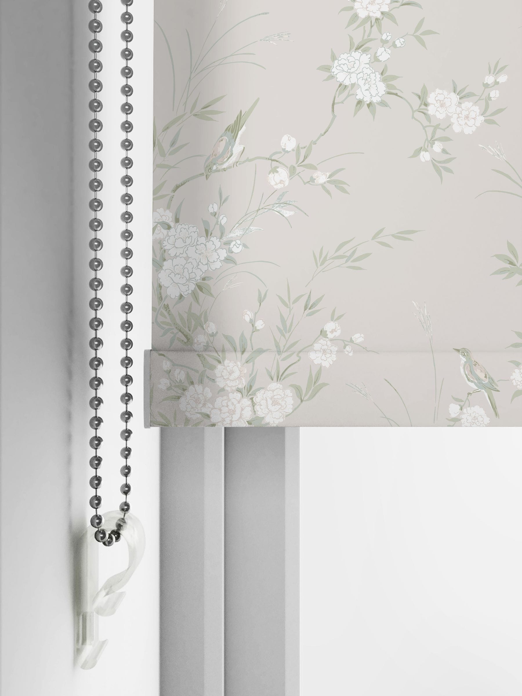 Shabby Chic blackout roller blind bird chinoiserie made to measure, UK version