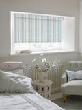 Shabby Chic blackout roller blind pale blue watercolour stripe (British brand)