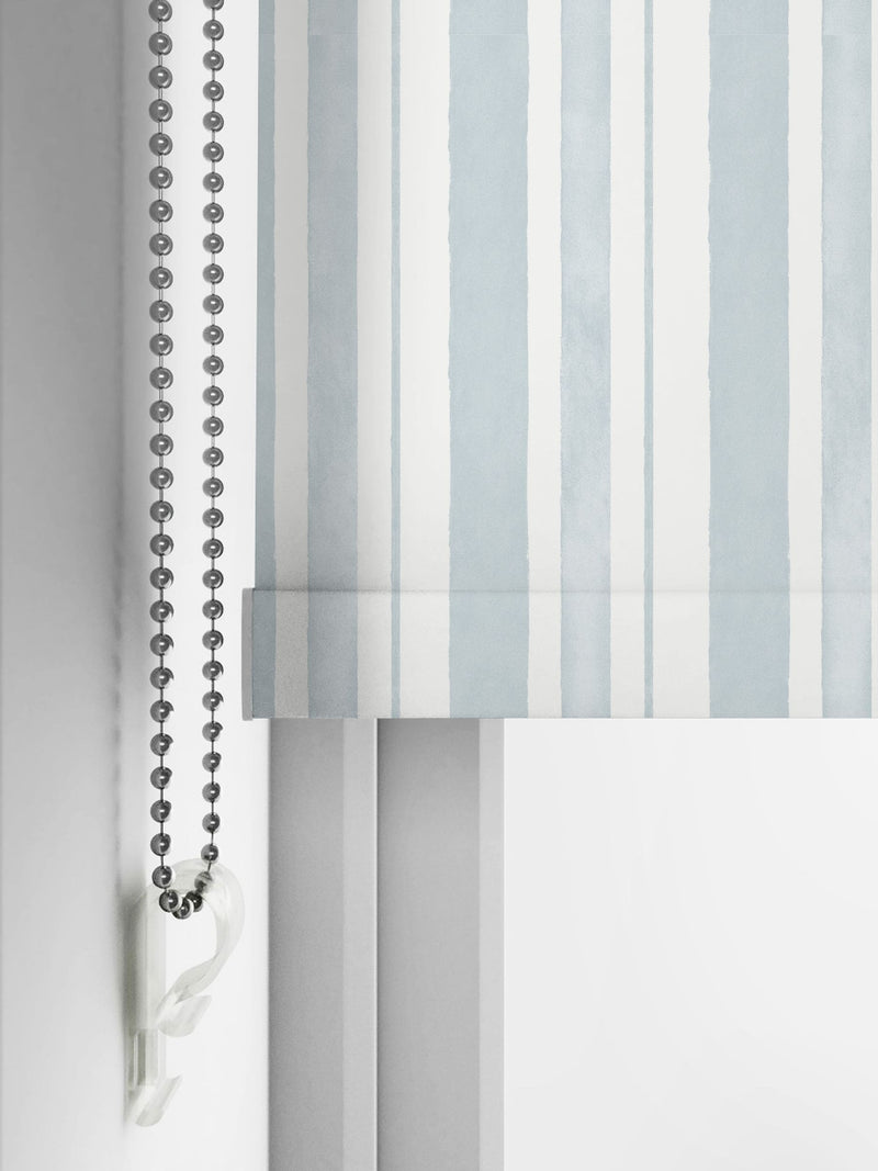 Shabby Chic blackout roller blind pale blue watercolour stripe (British brand)