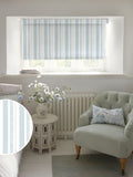 Shabby Chic blackout roller blind pale blue watercolour stripe (British brand)