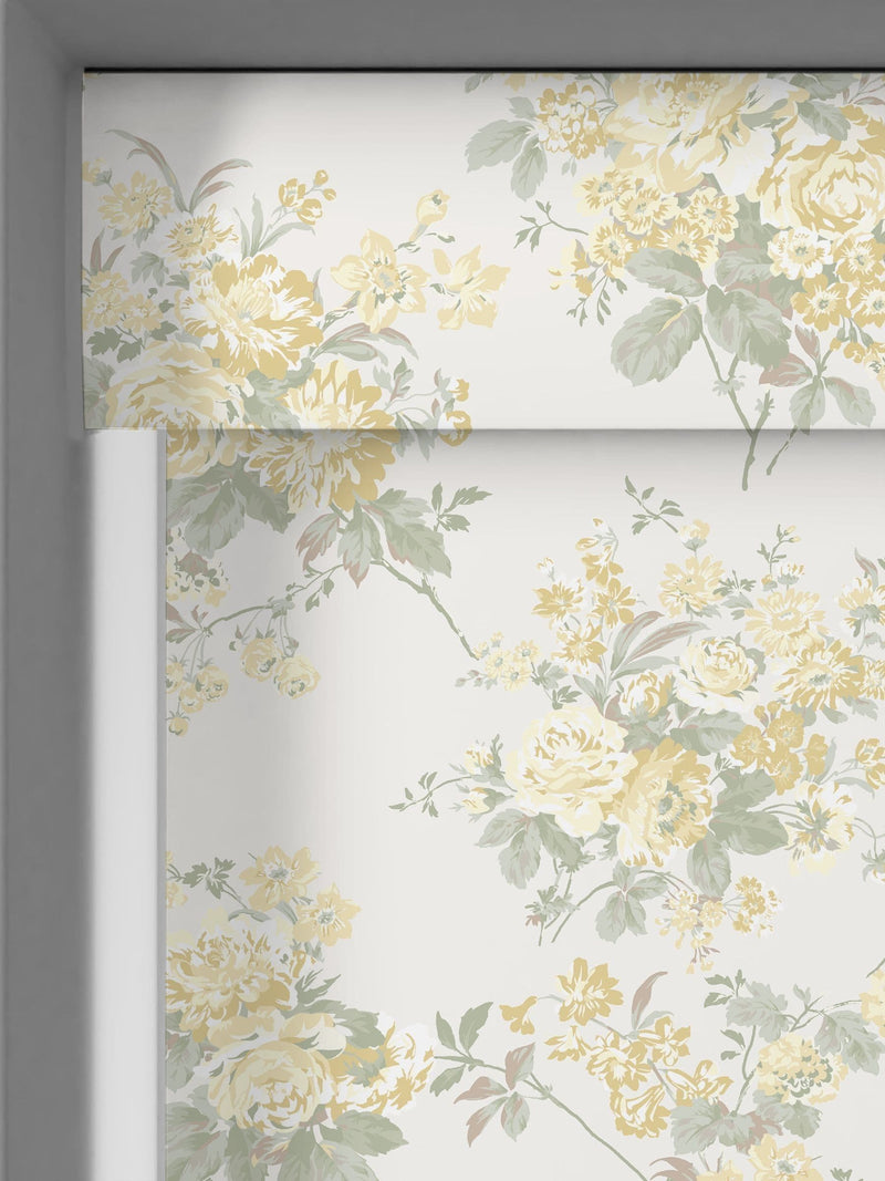 Shabby Chic yellow rose chintz blackout roller blind (British brand)