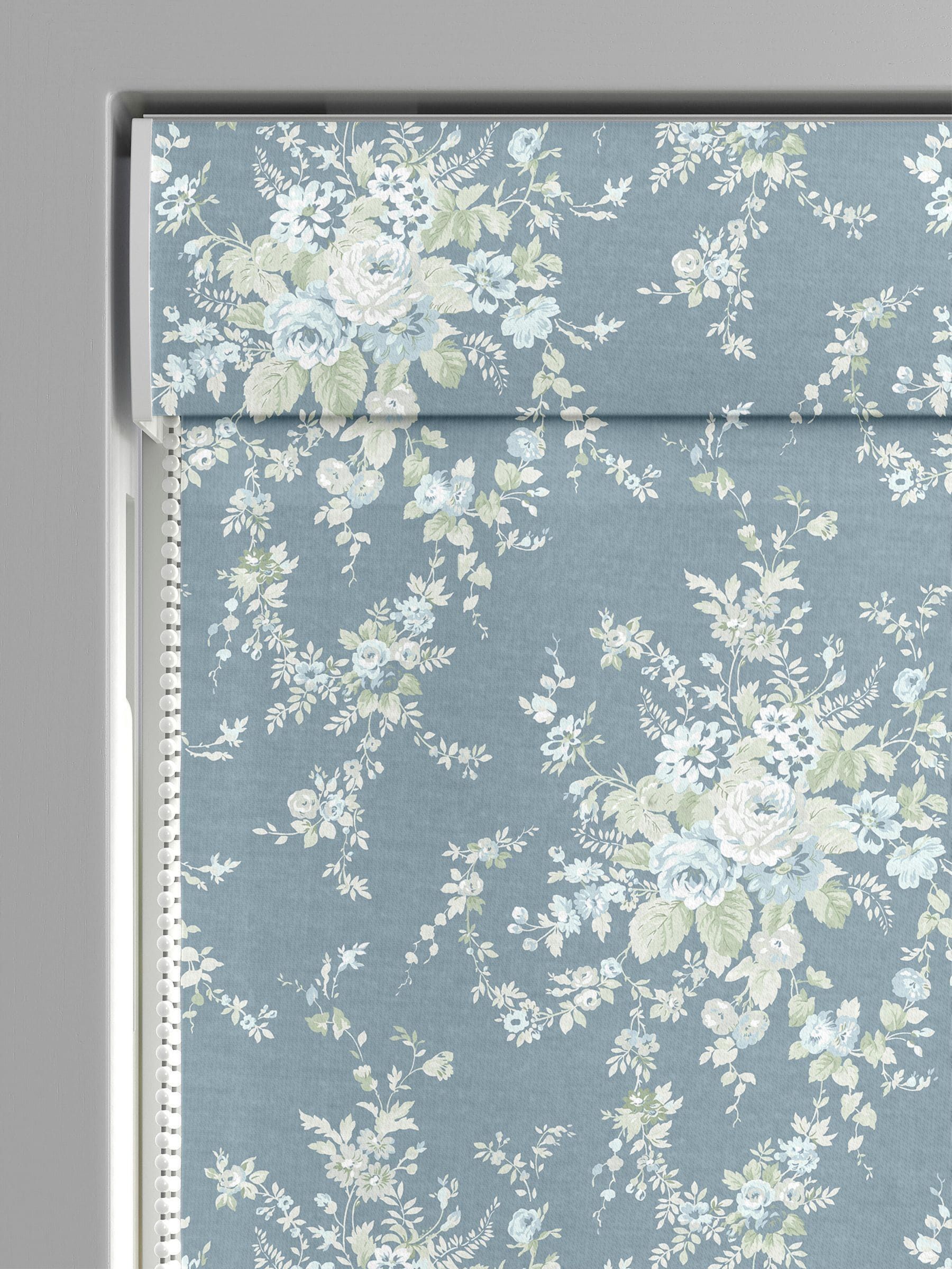 Shabby Chic roman blind dusky blue garden floral (British brand)
