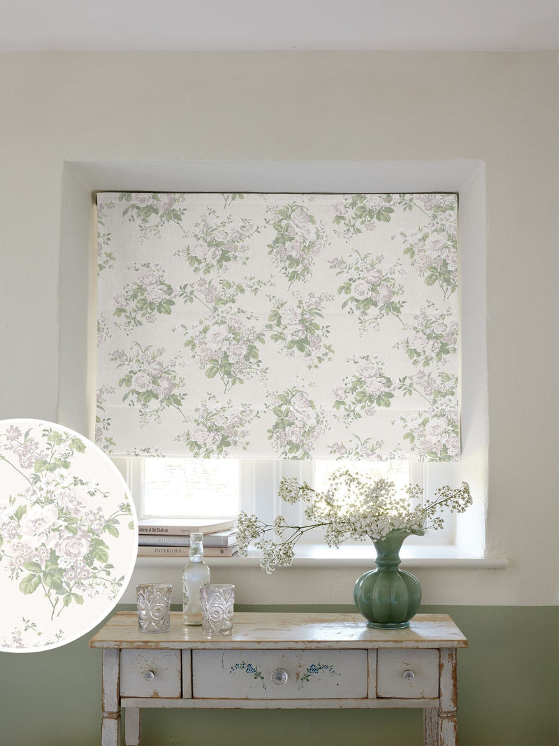 Shabby Chic roman blind natural rose chintz made to measure, UK version