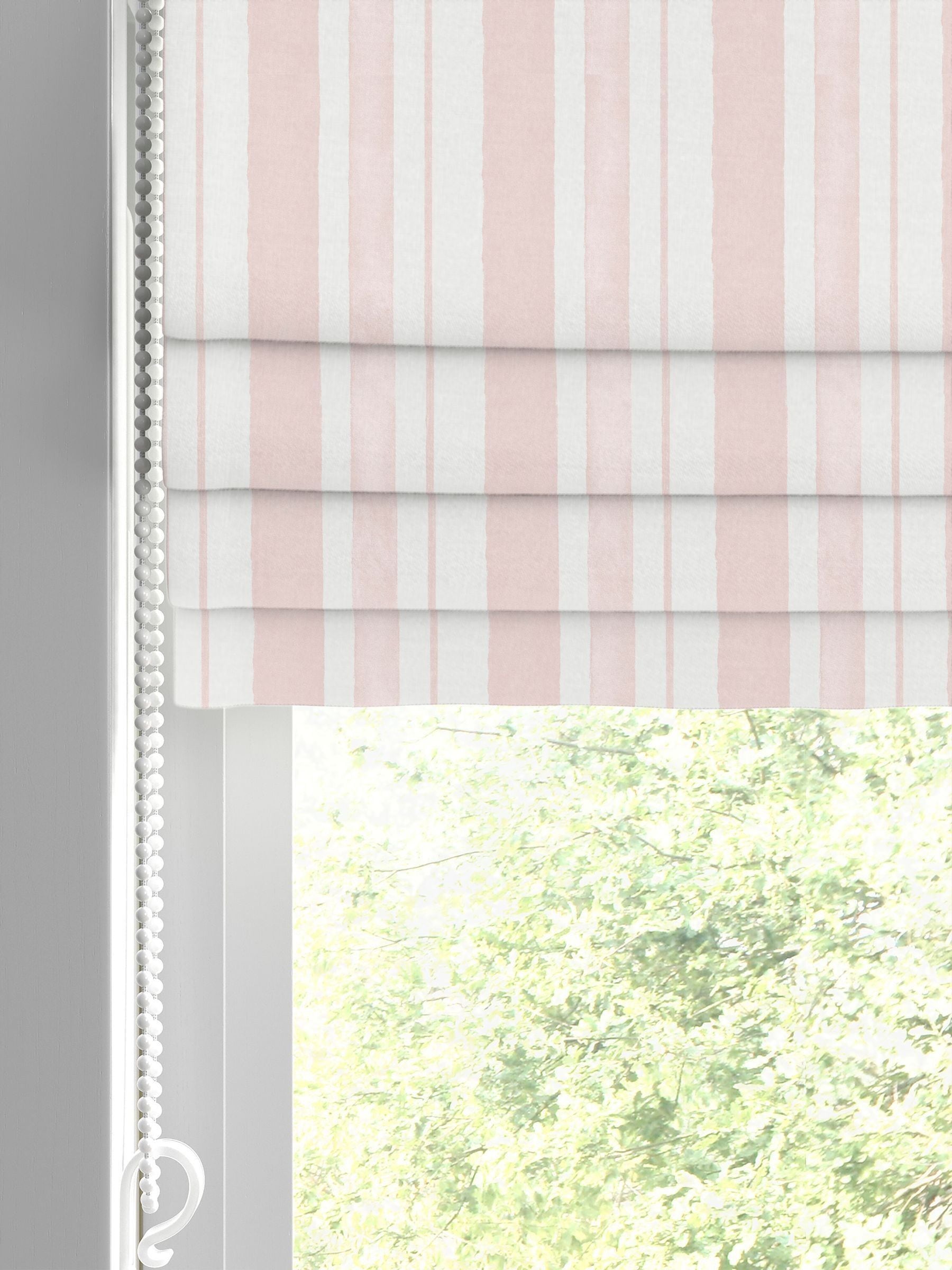 Shabby Chic blush pink watercolour stripe made to measure roman blind - British product