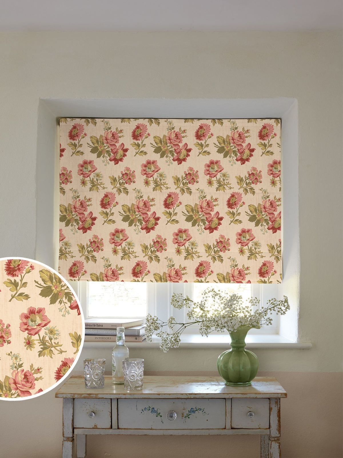 Rachel Ashwell Shabby Chic roman blind vintage pink Eloise, imported from the UK
