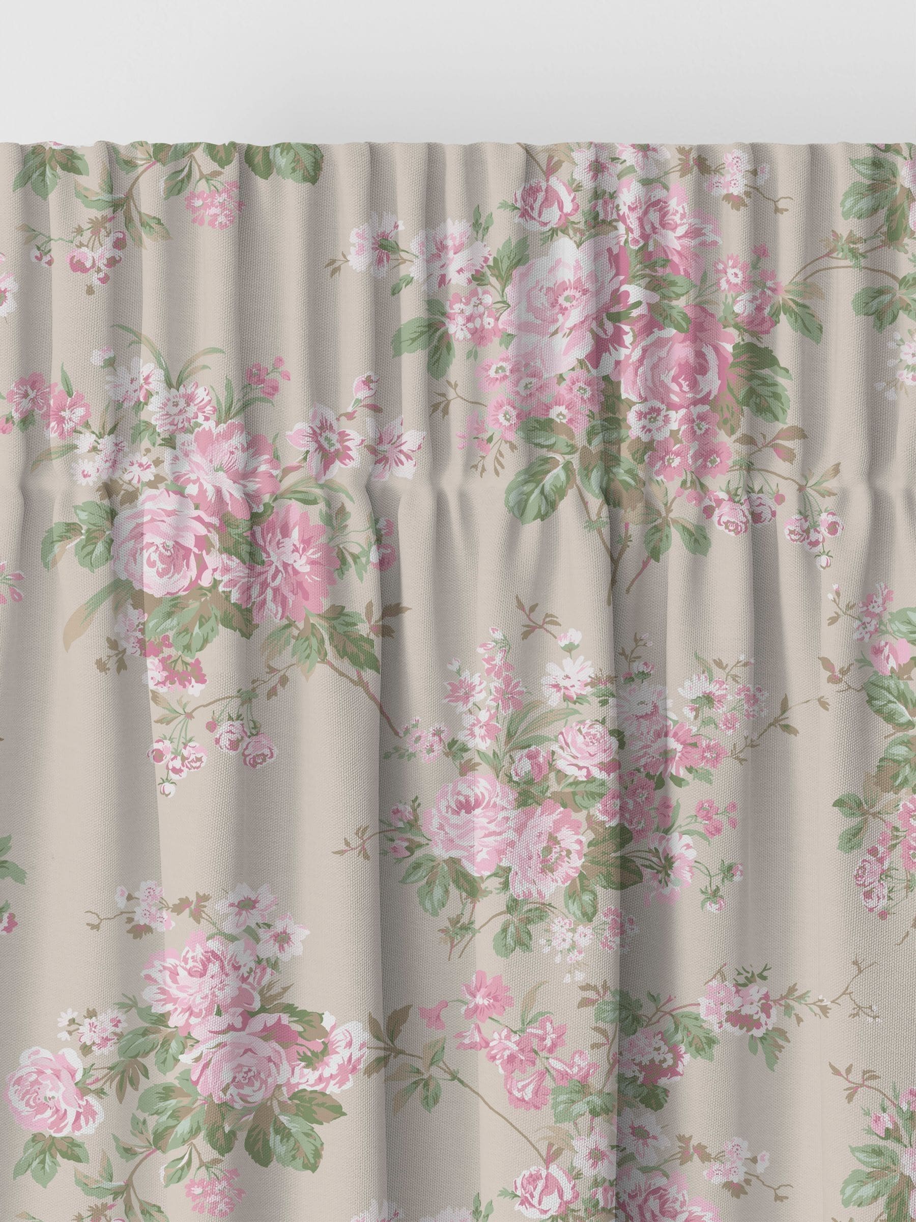 Shabby Chic pink rose chintz made to measure curtains - British product