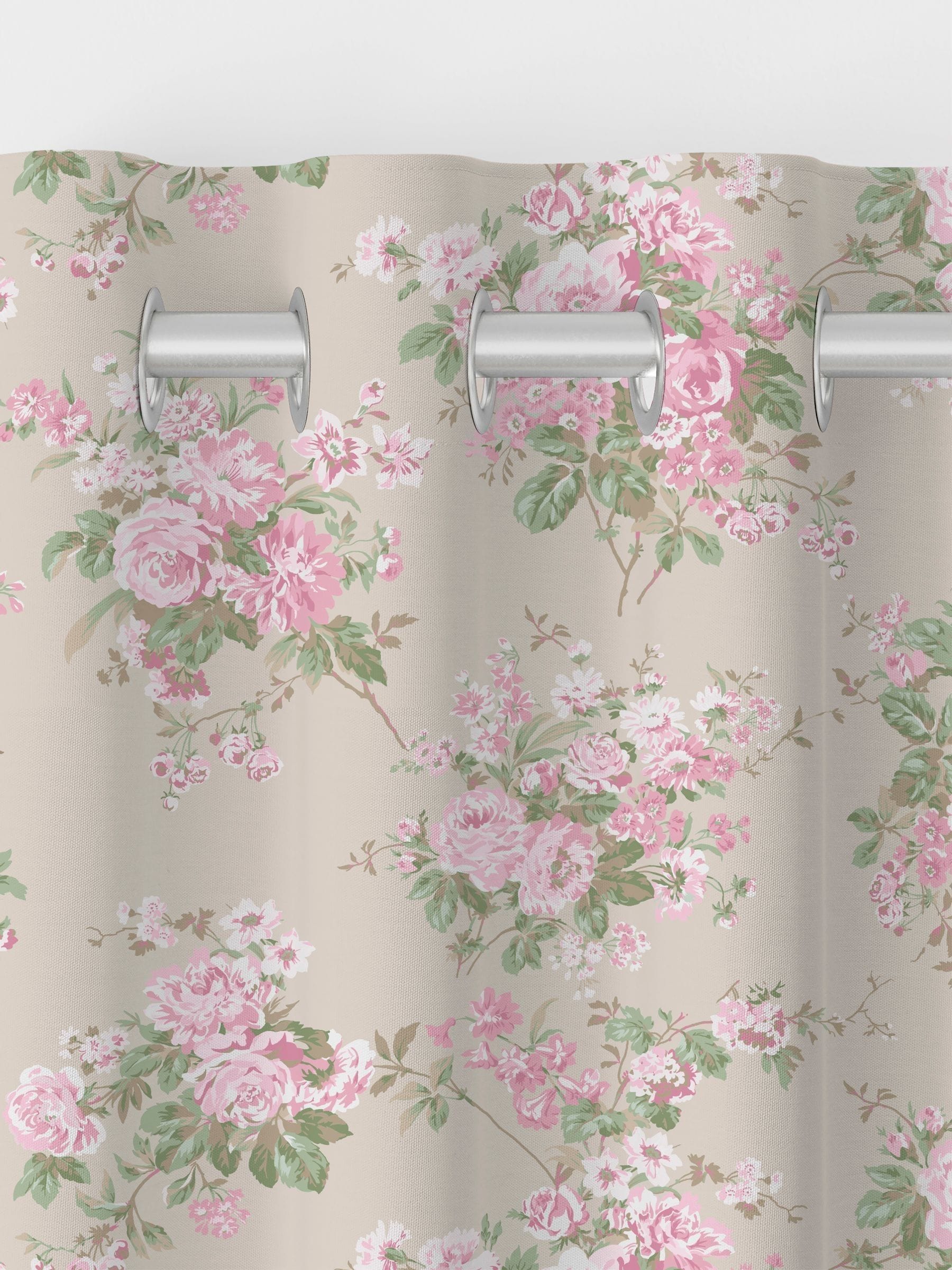 Shabby Chic pink rose chintz made to measure curtains - British product