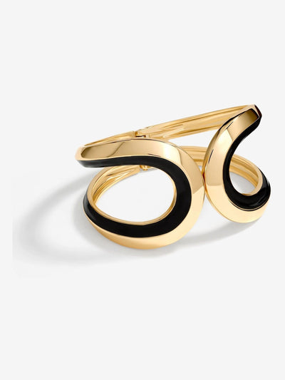 Bracelet jonc en émail plaqué or avec fermoir à charnière, largeur 40 mm