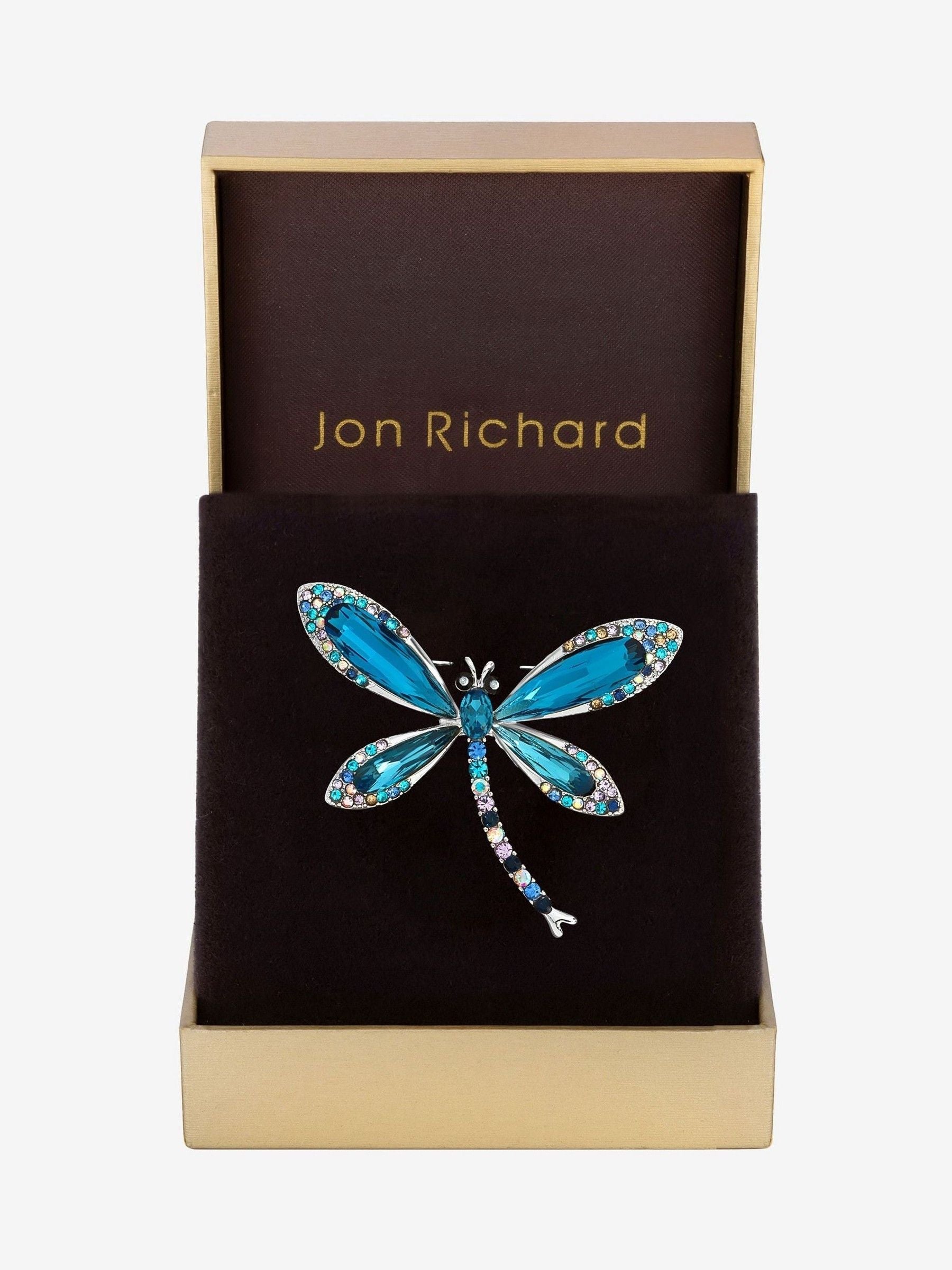 Jon Richard silver tone dragonfly brooch 55mm x 50mm, UK version