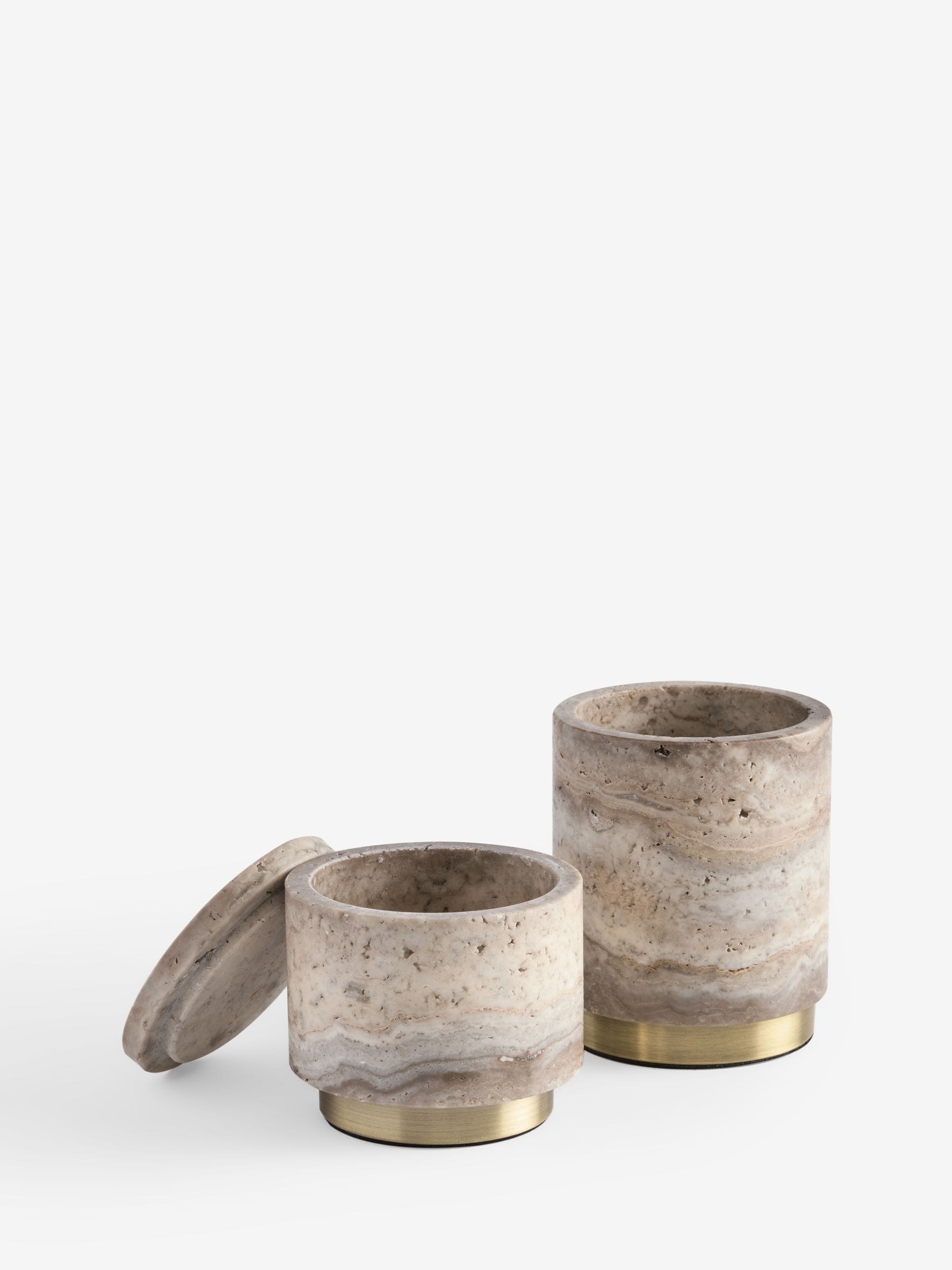 Grey Marble N. premium stacking storage jars 18cm - British product