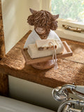 Natural Hamish Highland cow bust resin tray bathroom decor - British product