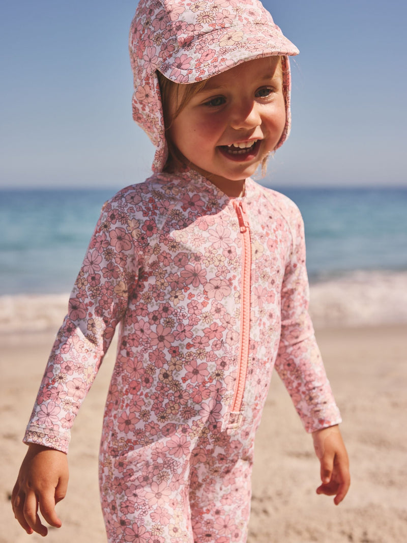 Coral floral swim legionnaire hat children 3mths-10yrs, imported from the UK