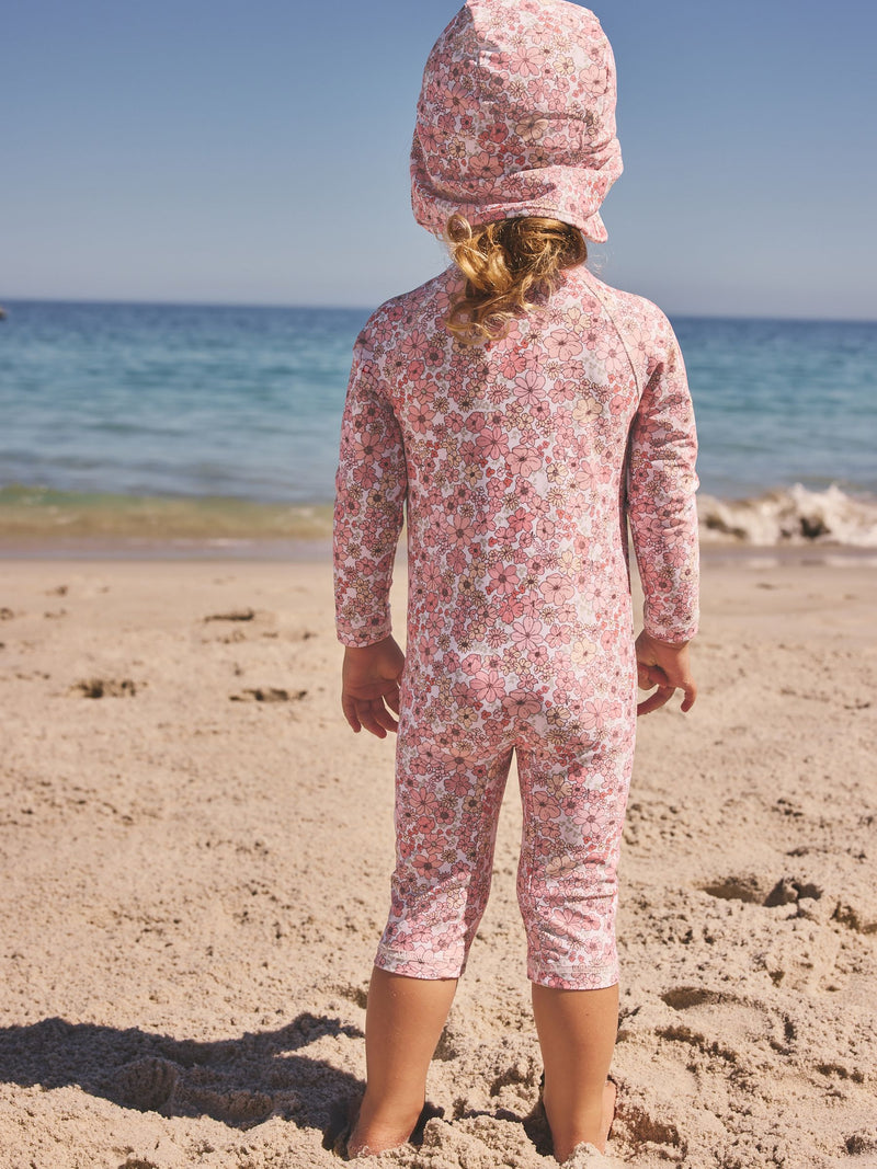 Coral floral swim legionnaire hat children 3mths-10yrs, imported from the UK