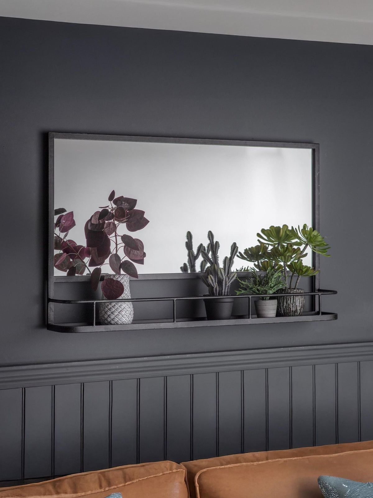 Gallery Home Grey Emrick overmantel mirror 106cm wide (British brand)