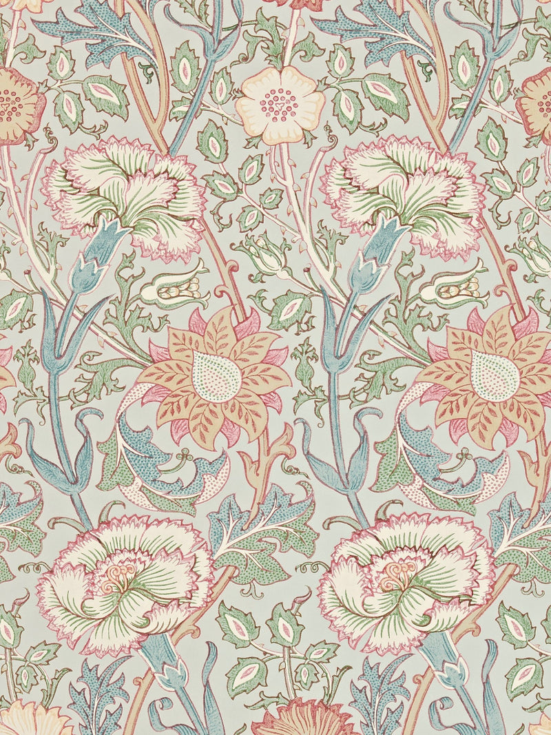 Morris & Co Pink Rose Indigo Friends Wallpaper Sample A4