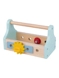 Tooky Toy wooden tool box with 17 accessories, imported from the UK