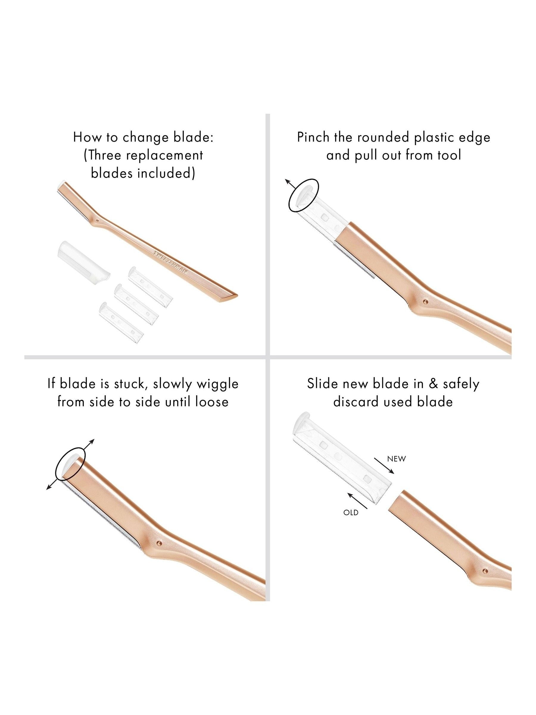 Tweezerman facial razor rose gold (British brand)