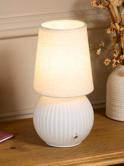 Next Searchlight White and Gold Nordic Moon Table Lamp- Buy online at McGrocer