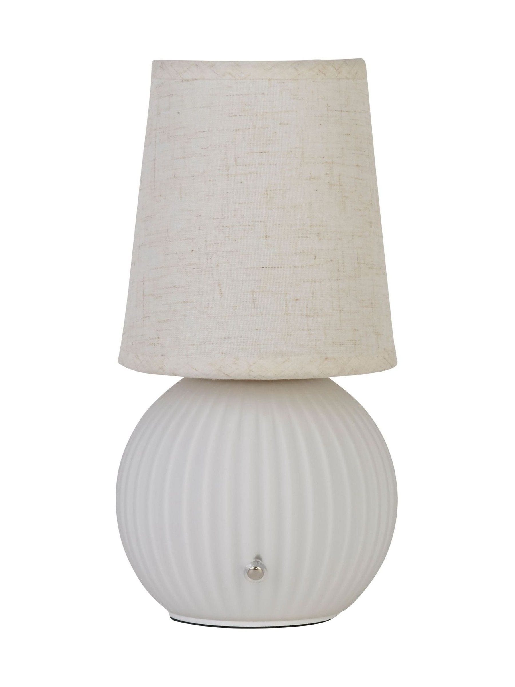 Searchlight Nordic Moon table lamp in white and gold, UK version