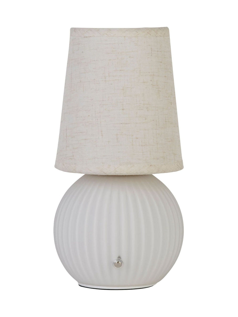 Searchlight Nordic Moon table lamp in white and gold, UK version