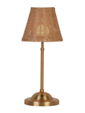 Searchlight rechargeable LED table lamp with rattan shade (British brand)