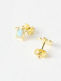 Oliver Bonas gold plated opalite turtle stud earrings, imported from the UK