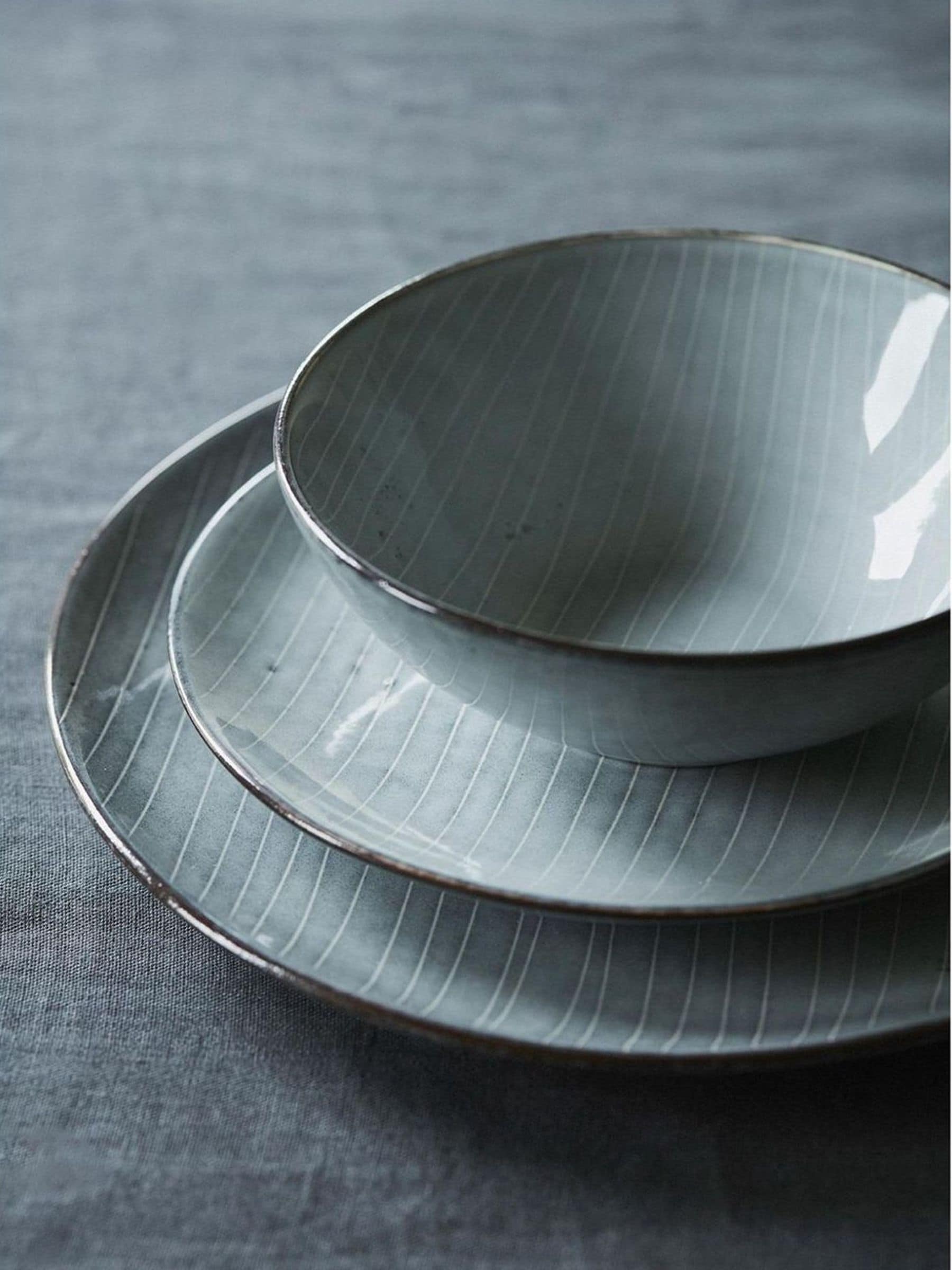 Broste Copenhagen Soft Blue Nordic Sea dinner set for two - British product