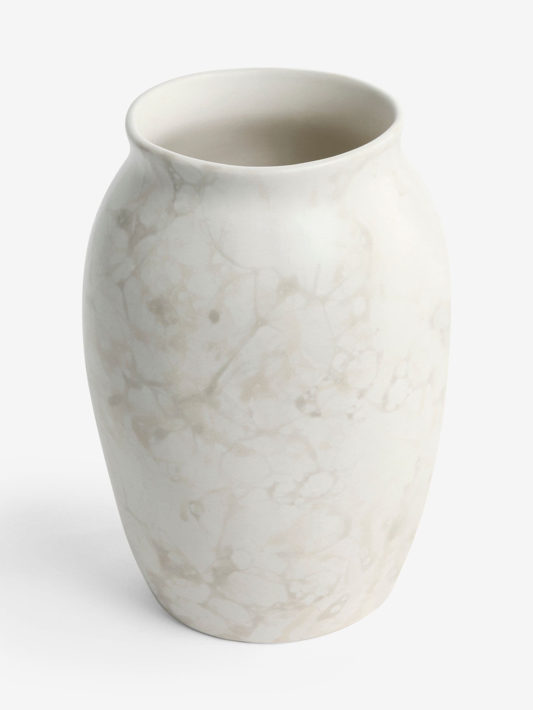 White ceramic marble effect vase 26.5cm (British brand)
