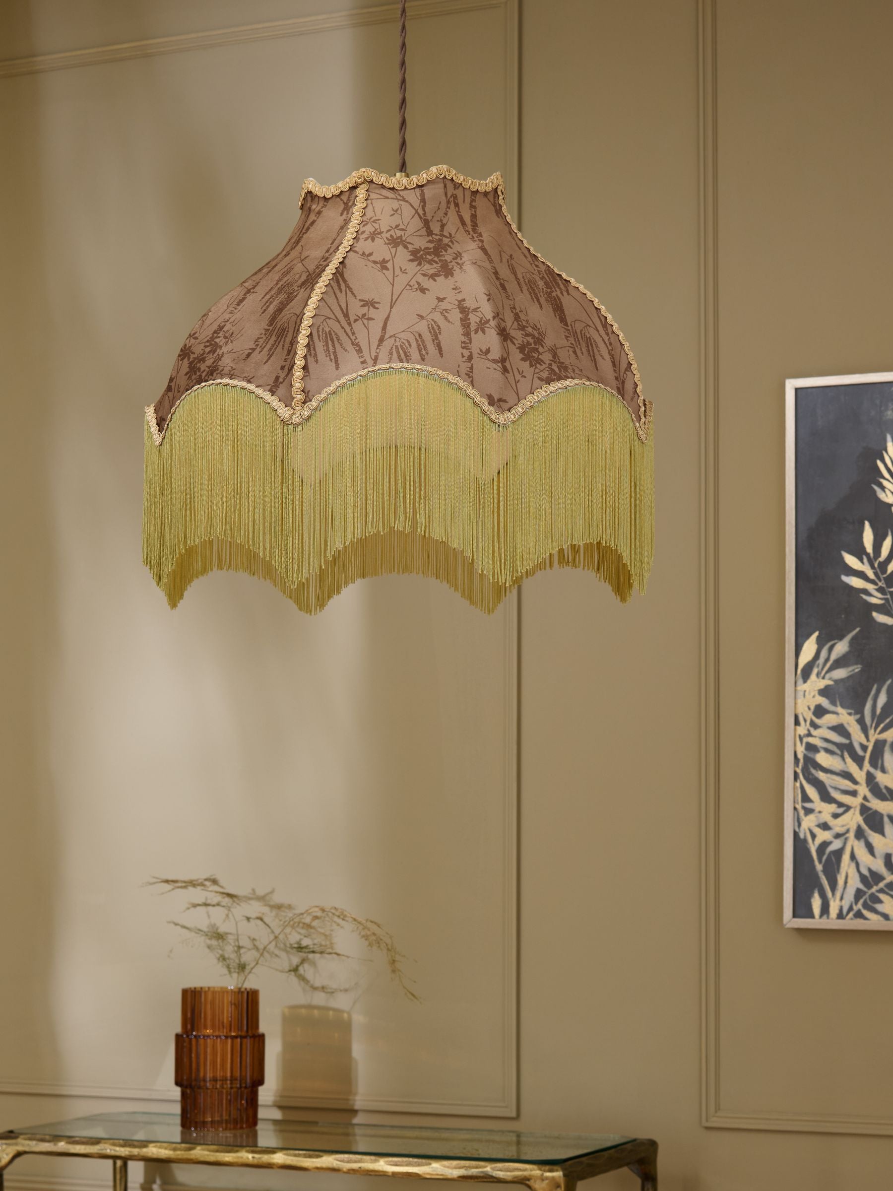Arabella gold fringed pendant light 49cm (British brand)