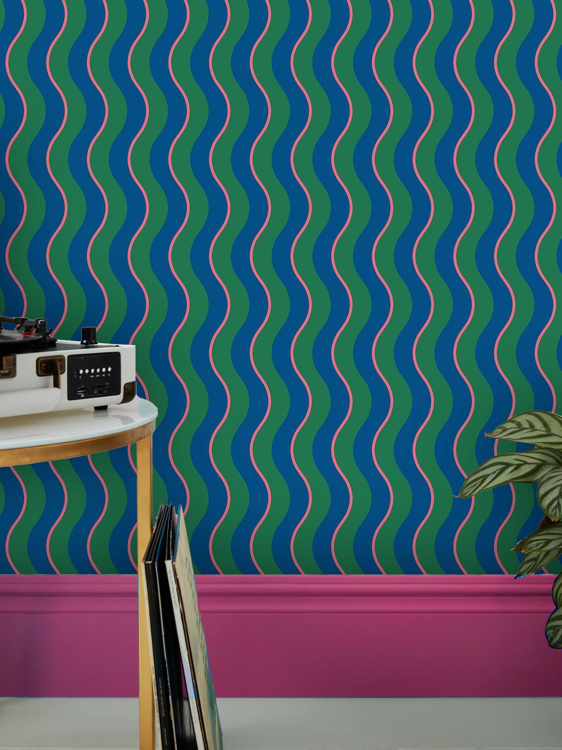 Graham & Brown Neon Nights Envy Making Waves wallpaper sample A4, UK version