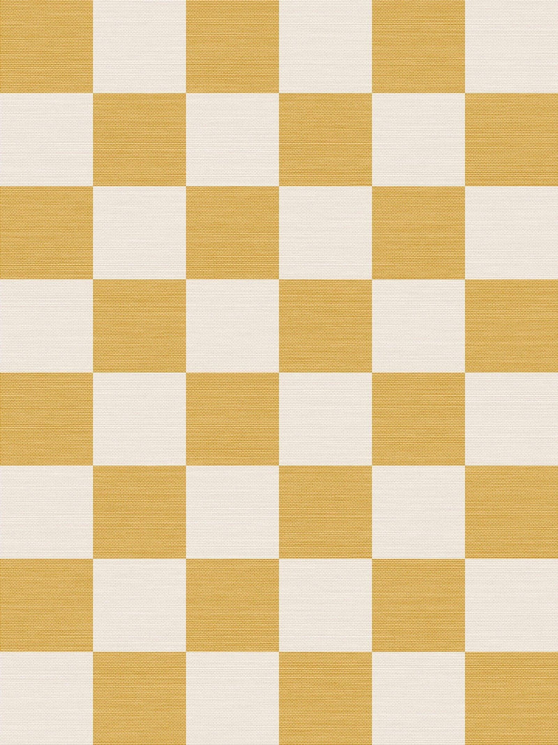 Graham & Brown Check Me Out honey yellow wallpaper sample A4 (British brand)
