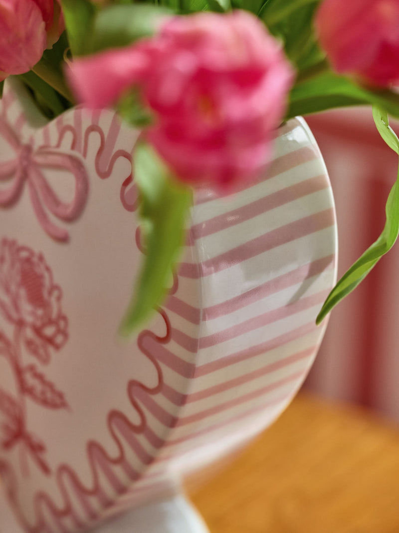 Cath Kidston pink heart shaped vase 21cm, imported from the UK