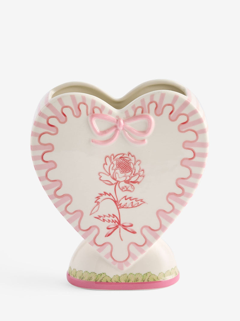 Cath Kidston pink heart shaped vase 21cm, imported from the UK